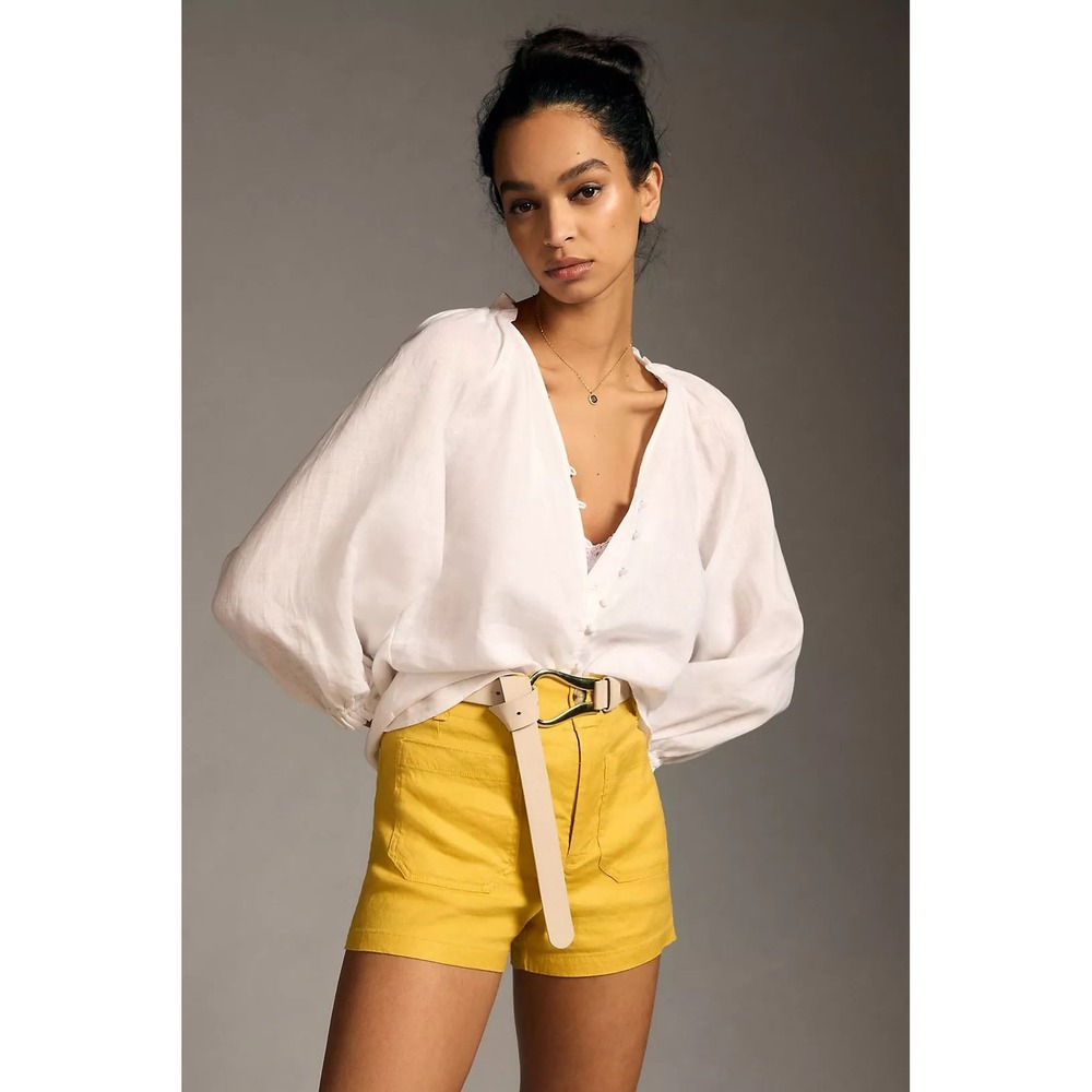 Anthropologie Maeve The Colette Shorts Mustard‎ Yellow High Rise Utility Size 28
